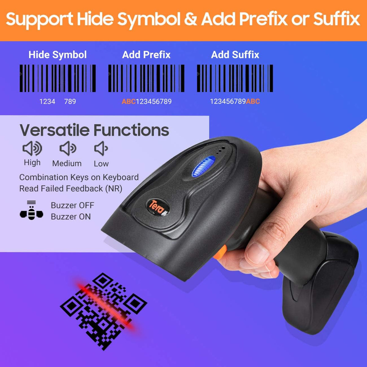 Wireless 1D 2D QR Handheld Barcode Scanner with Cradle S51570