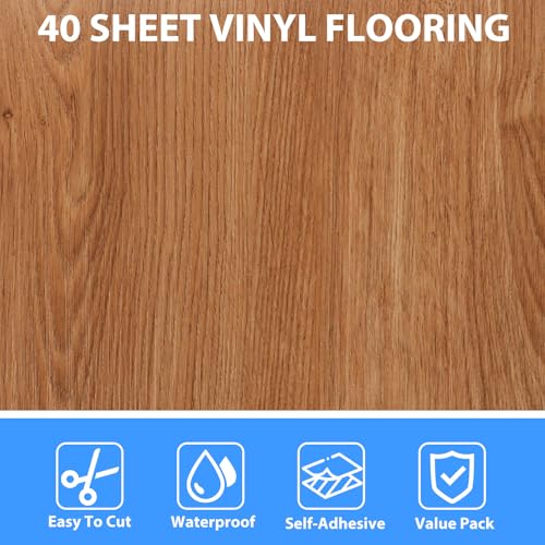 40 Sheet 12x12 Peel and Stick Waterproof Vinyl Floor Tile V97439