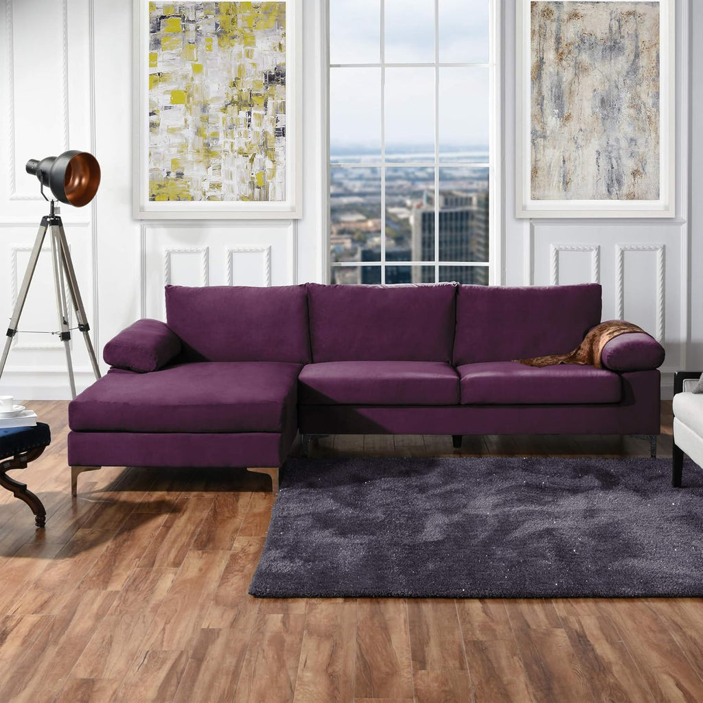 Purple Velvet L-Shape Sectional Sofa C161009