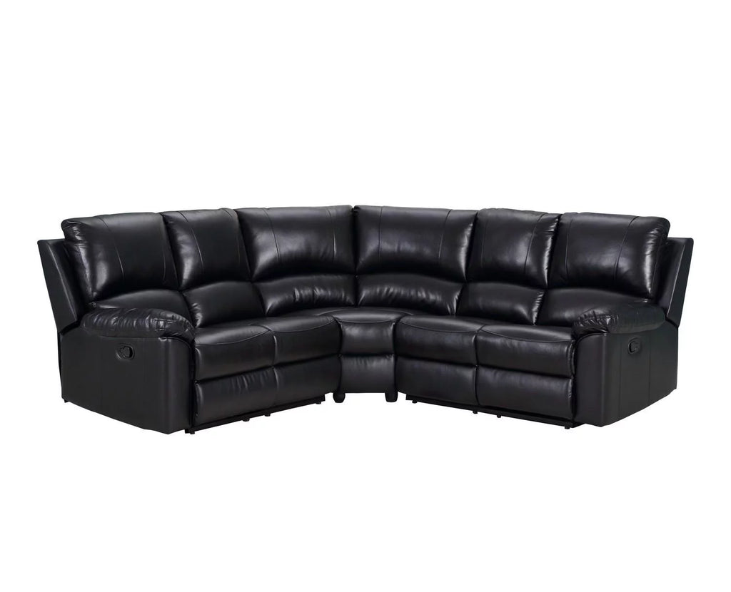 Black Leather Power Reclining Sectional V136