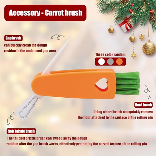 17" Wooden Rolling Pins with Christmas Embossed Designs L79638
