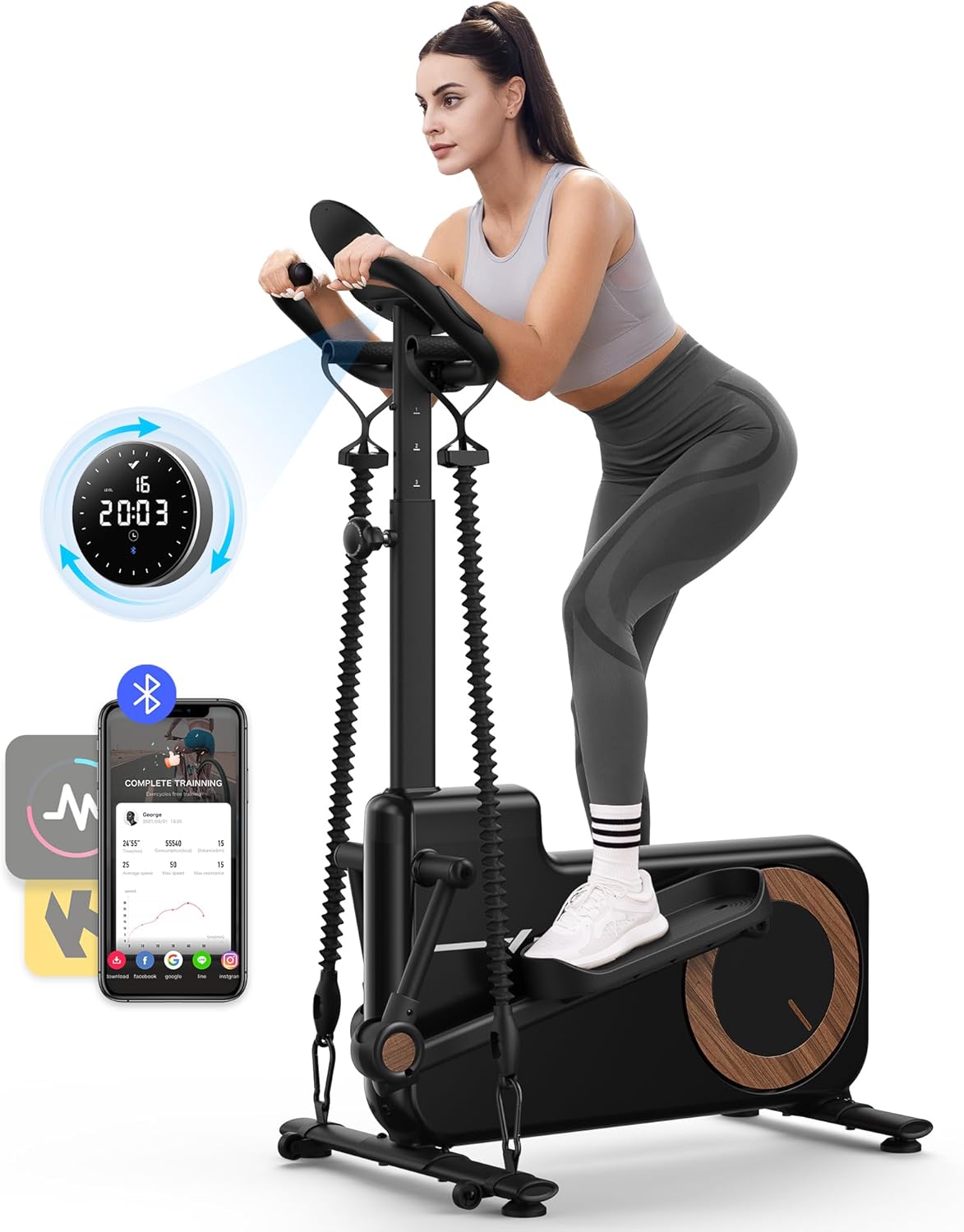Elliptical Exercise Machine with Magnetic Driving System, 16 Resistance Levels, 330LBS Loading Capacity Q9600