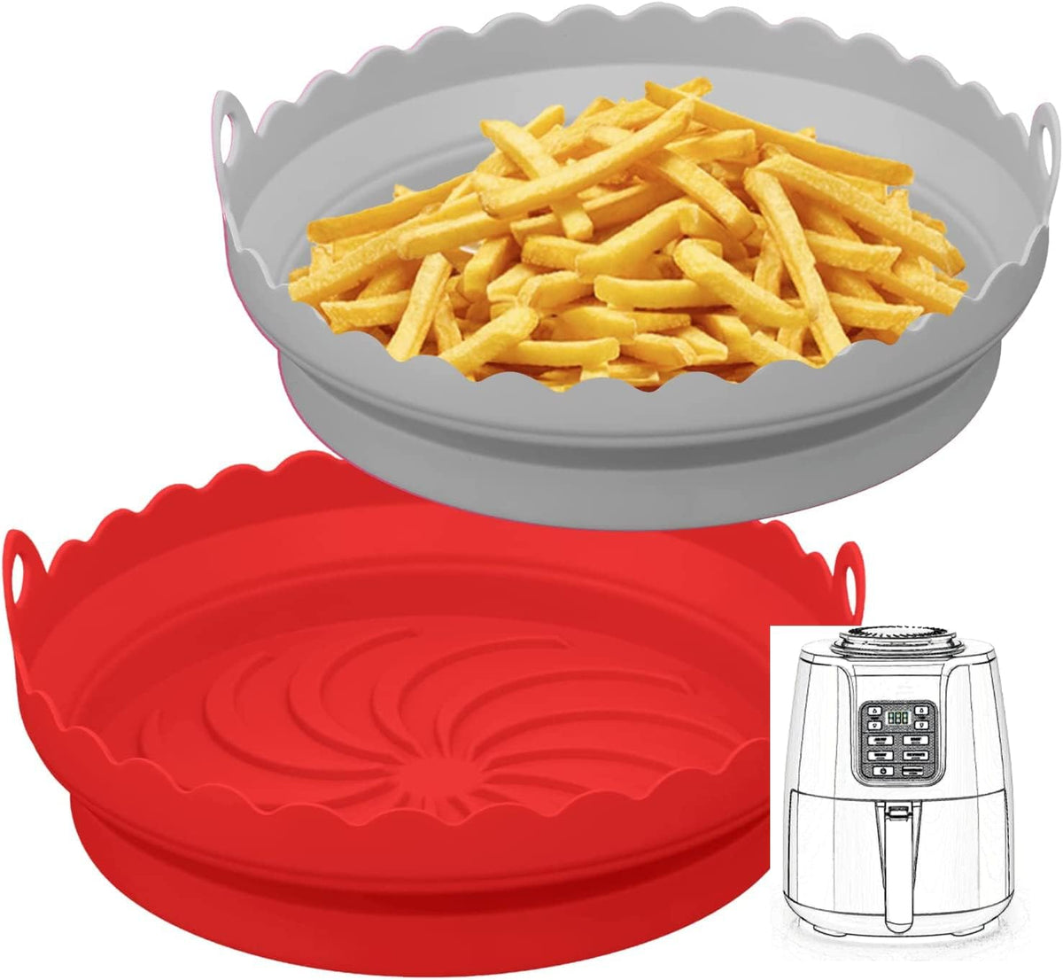 Air Fryer Silicone Liners for 3 to 7 QT Airfryer P7669
