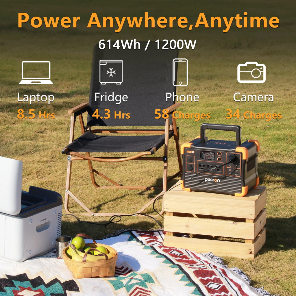 Portable Power Station 614Wh 1200W LiFePO4 Battery Solar Generator R584