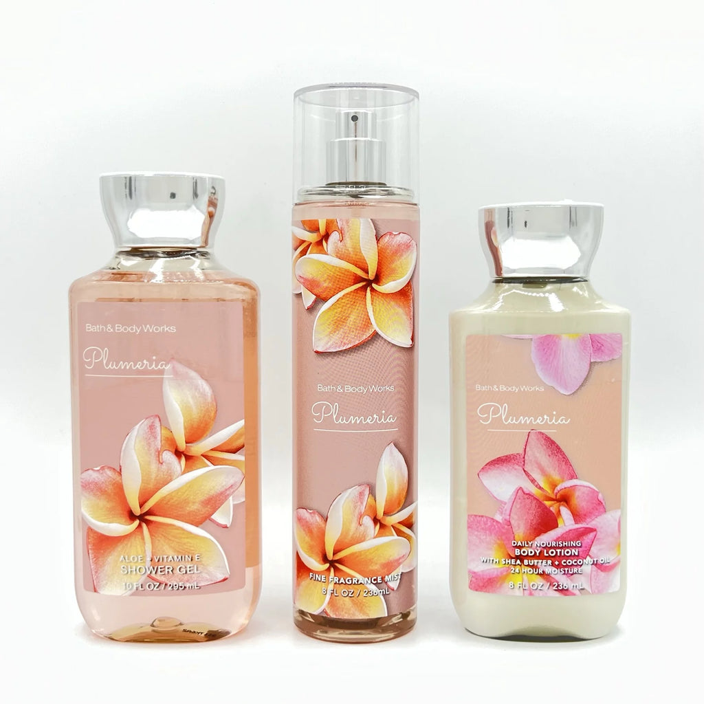 Plumeria Shower Gel, Fine Fragrance Mist & Body Lotion 3-Piece Bundle B636359