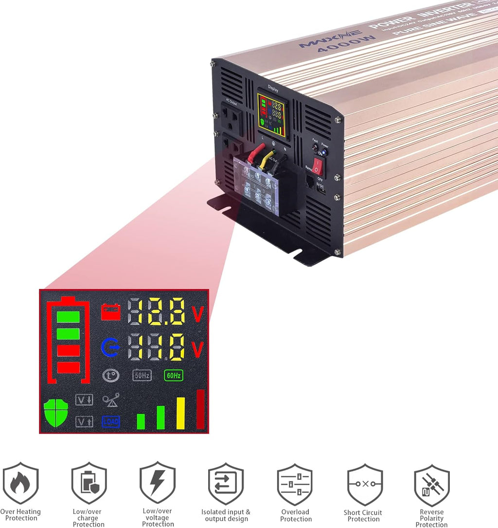 4000 Watts Pure Sine Wave Power Inverter with LCD Display and Remote Control F408