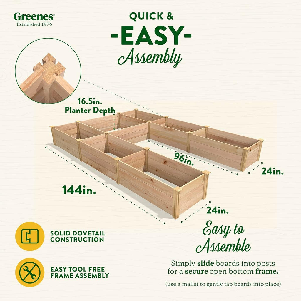 Cedar Raised Garden Bed, 8' x 12' x 16.5" U-Shaped Bed V70048