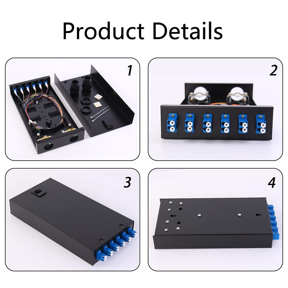 6 Port Duplex Box Cables Wall Mount Fiber Enclosure with Spool Singlemode LC-UPC Kit X75786