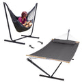 Dark Gray Polyester 2-in-1 Outdoor Hammock with Stand U401
