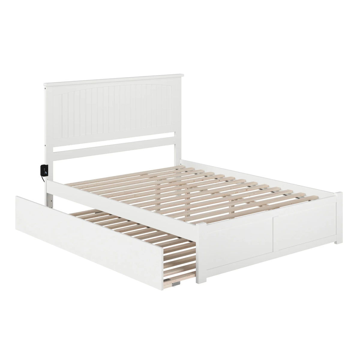 Queen Solid Wood Bed with Twin XL Trundle in White Z119661
