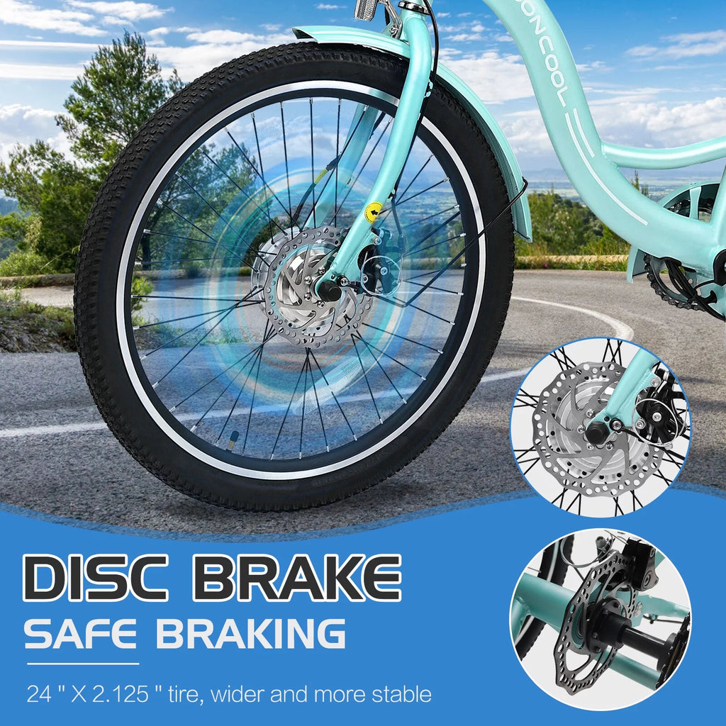 Electric Tricycle 350W 36V 10.4AH Lithium Battery 24" Adults Trike with Basket I550235