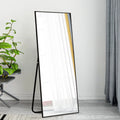 51"x16" Rectangular Full Length Floor Mirror with Stand Black D571