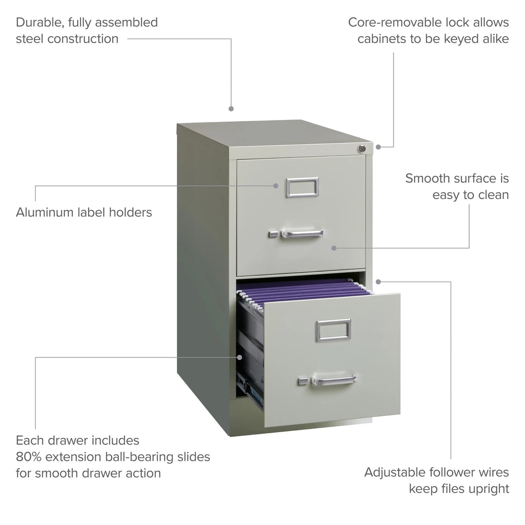 22" Deep 2 Drawer Letter Width Vertical File Cabinet R36223