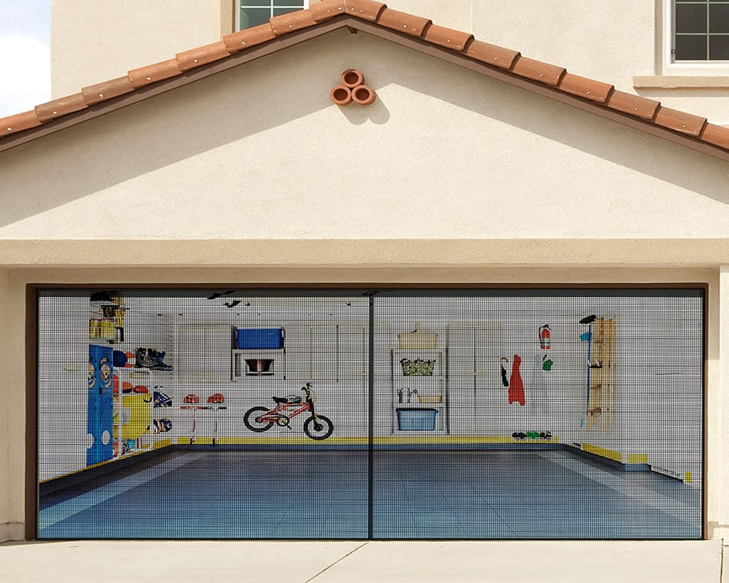 Black Fiberglass Mesh Garage Door Screen L4190