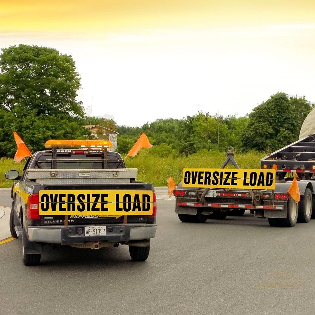 Oversize Load Sign for Escort Vehicles - Hinged Aluminum - 12 Inch x 60 Inch I760
