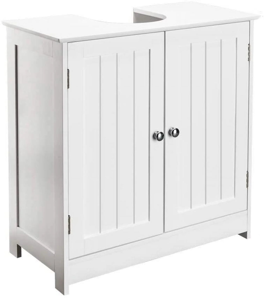 White Bathroom Vanity Cabinet with Double Doors and Adjustable Shelves P188