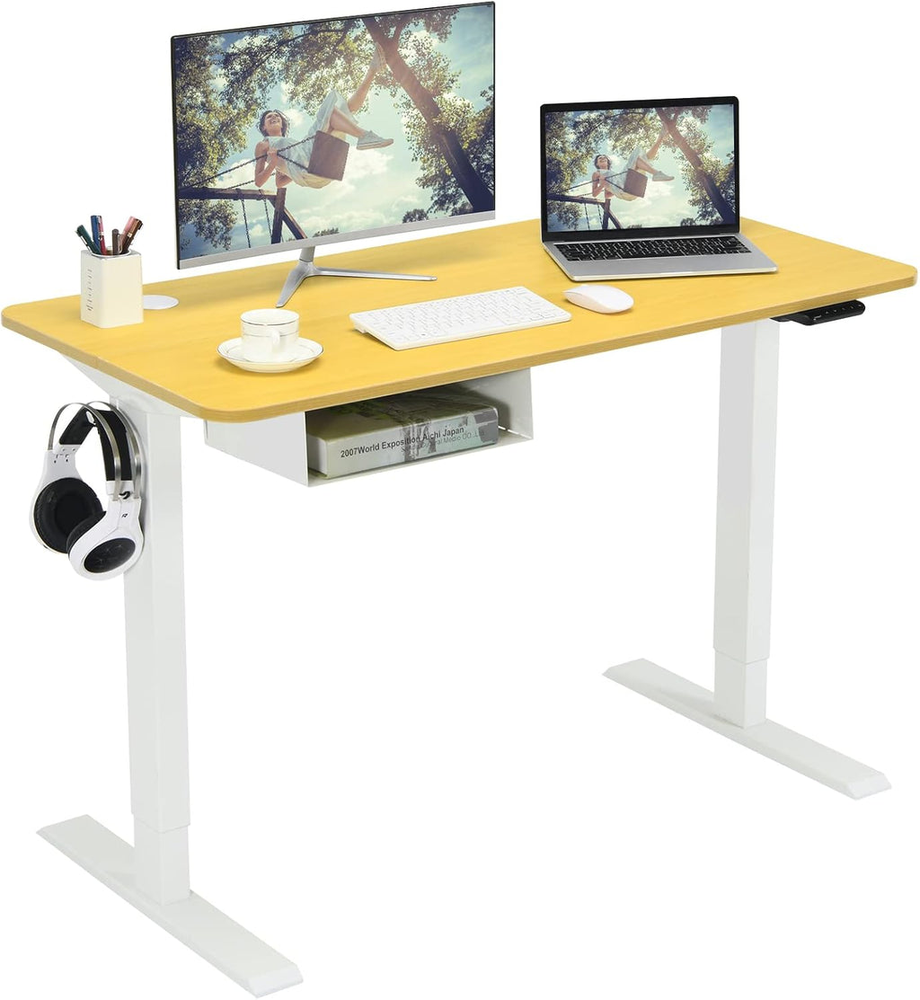 Electric Height Adjustable Standing Desk with USB Port, 48-Inch Sit to Stand Computer Workstation S97140