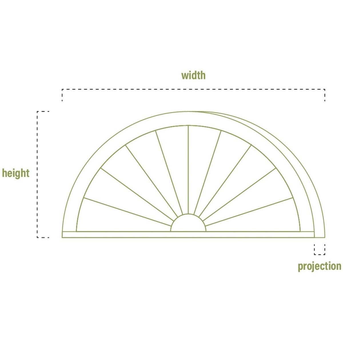28x22W x 8x22H x 2x22P Elliptical Sunburst PVC Pediment V595995