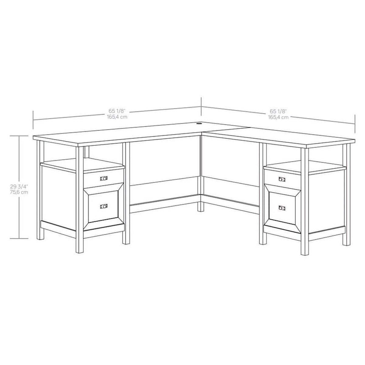 L-Shaped White Engineered Wood Desk J355