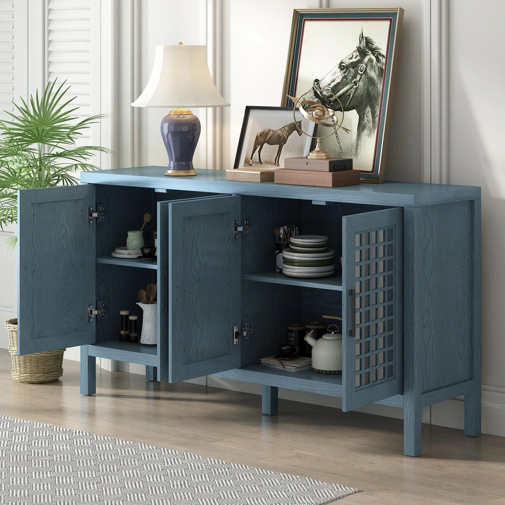 Mirrored 4 Door Wood Accent Cabinet D6791