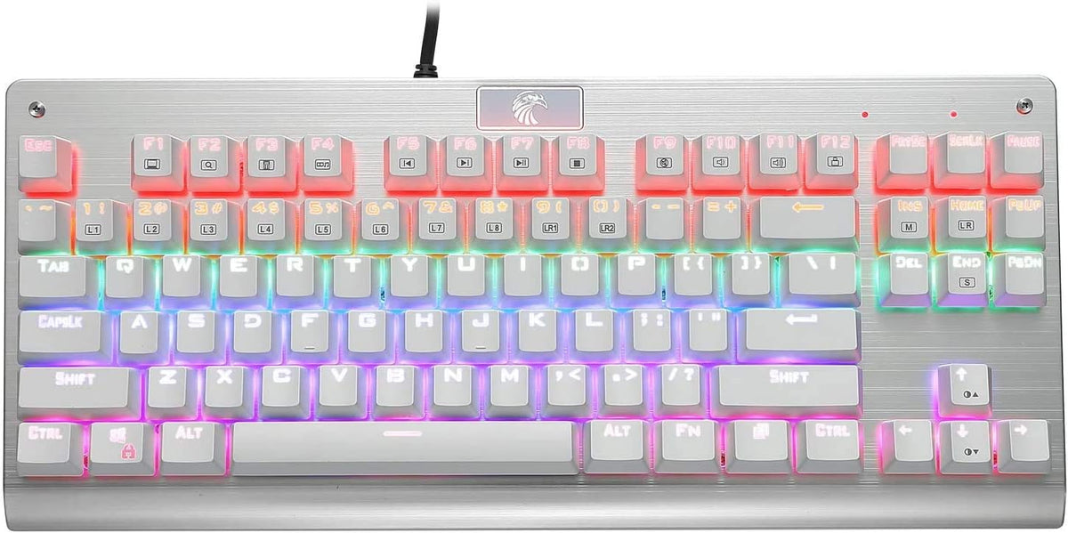 87-Key White Mechanical Keyboard with Red Switches K4388