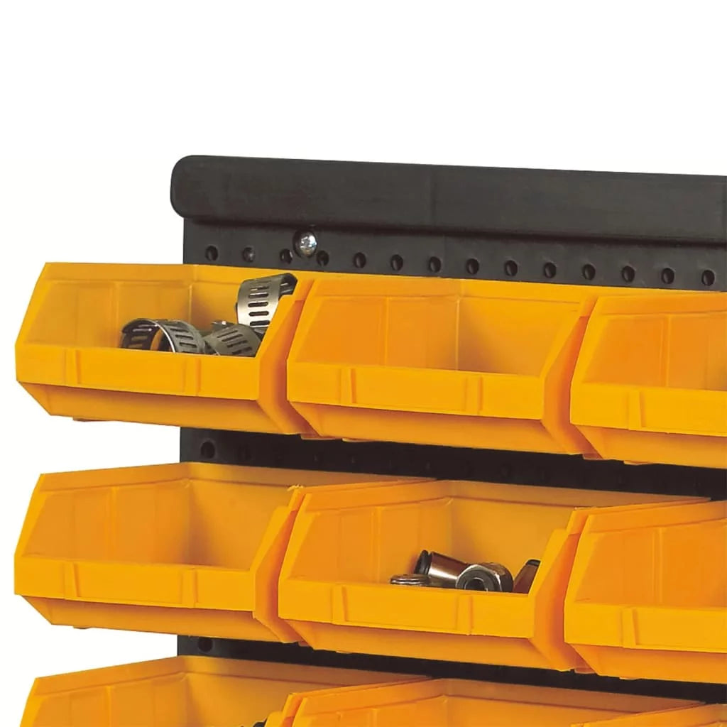 32 Piece Storage Bin Kit with Wall Panels Yellow and Black C49395