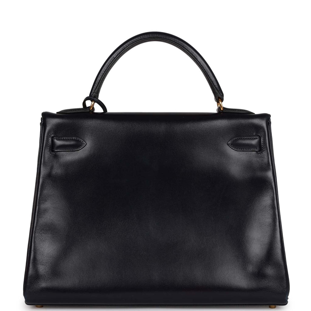 Vintage Navy Box Leather Bag with Gold Hardware O954490