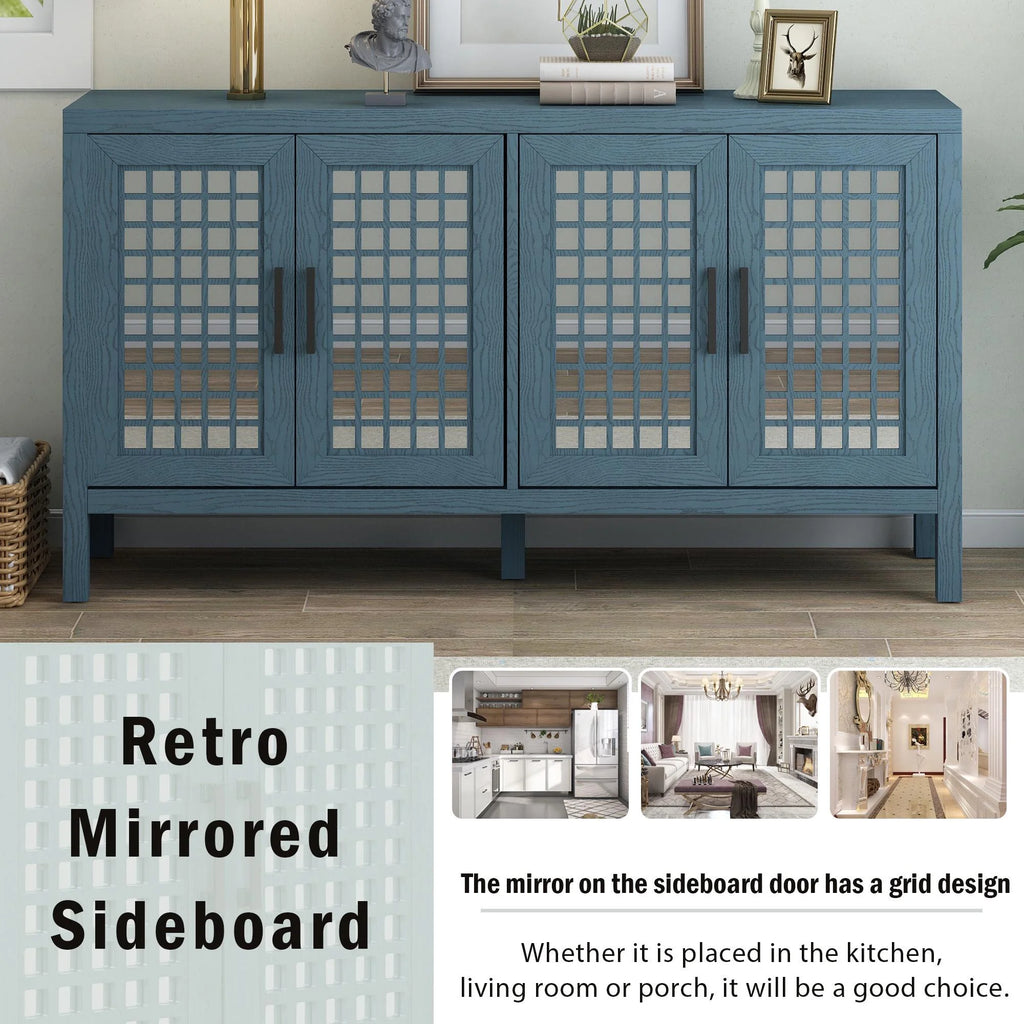 Mirrored 4 Door Wood Accent Cabinet D6791