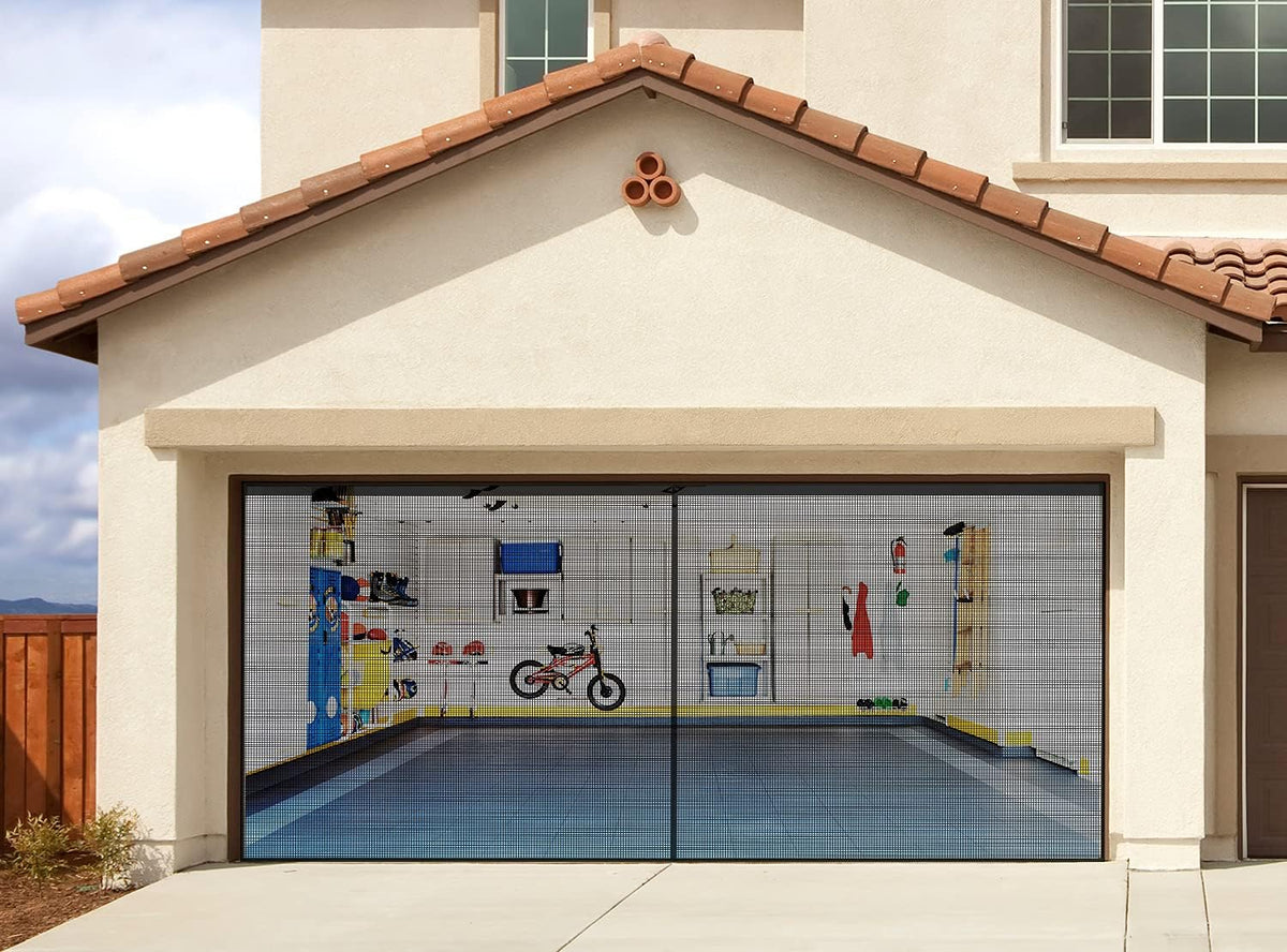 Black Fiberglass Mesh Garage Door Screen L4190