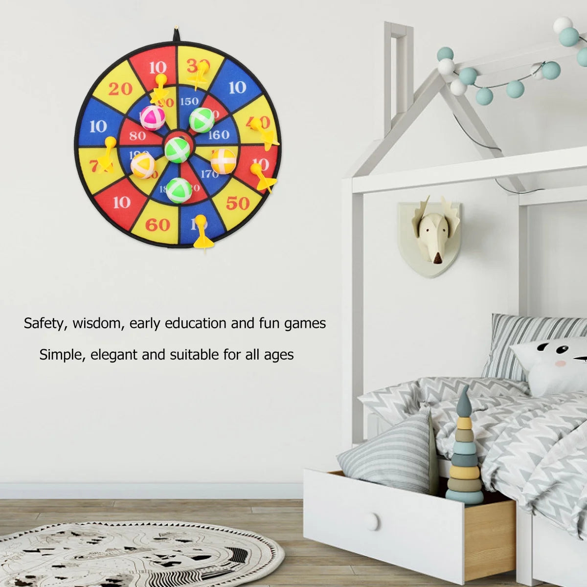 Flocking Dart Board with 4pcs Darts Dartboard Set U3466