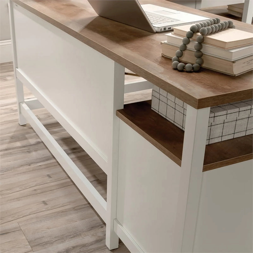 L-Shaped White Engineered Wood Desk J355