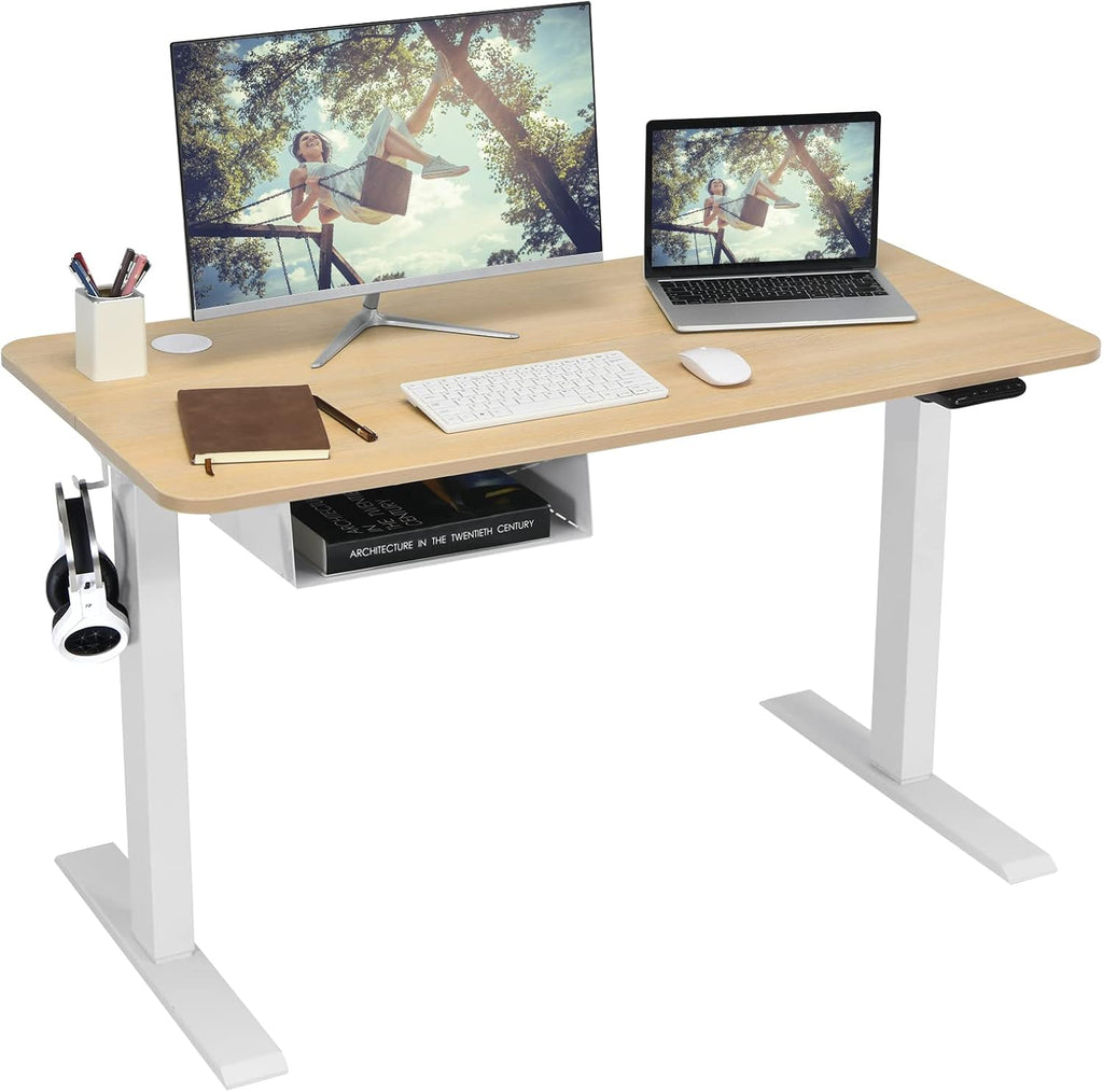 Electric Height Adjustable Standing Desk with USB Port, 48-Inch Sit to Stand Computer Workstation S97140