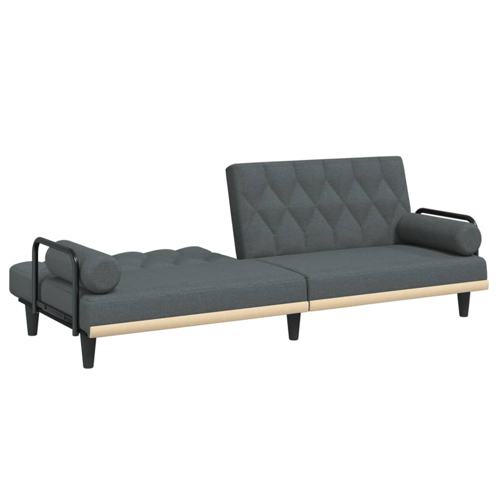 Dark Gray Fabric Sofa Bed with Armrests Q847722