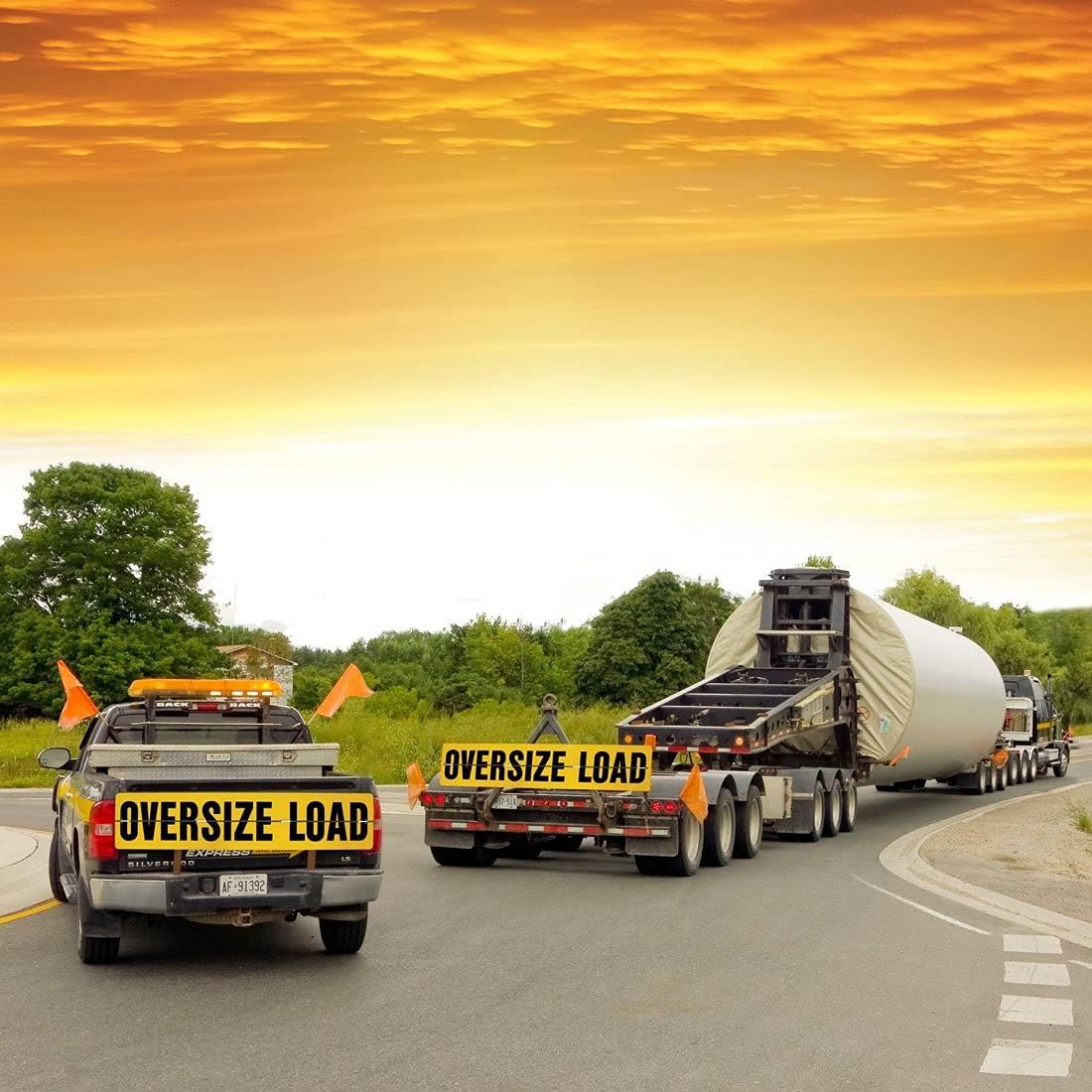 Oversize Load Sign for Escort Vehicles - Hinged Aluminum - 12 Inch x 60 Inch I760