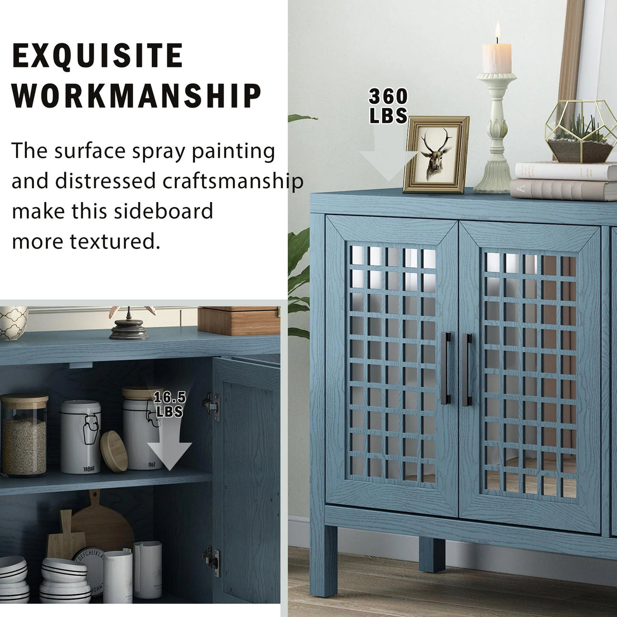 Mirrored 4 Door Wood Accent Cabinet D6791