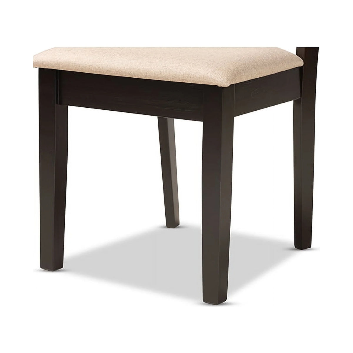 Sand Fabric Upholstered Dark Brown Wood 7-Piece Dining Set O925