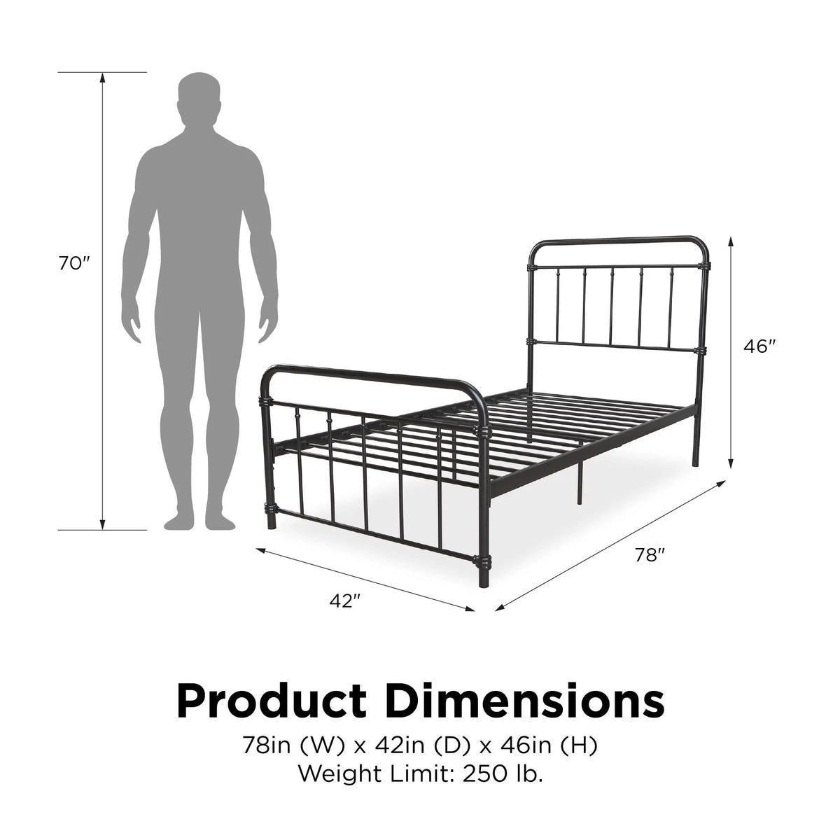 Black Twin Metal Platform Bed Frame G952008