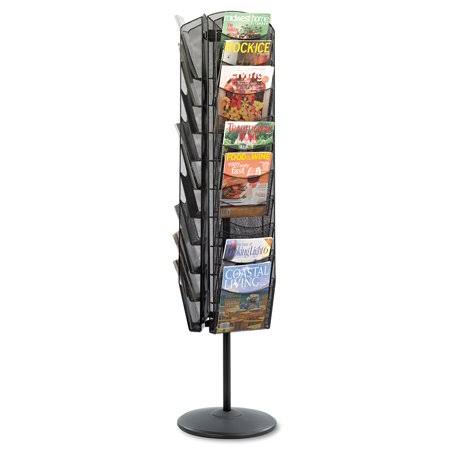 Onyx Mesh Rotating Magazine Display, 30 Compartments, Black A228340