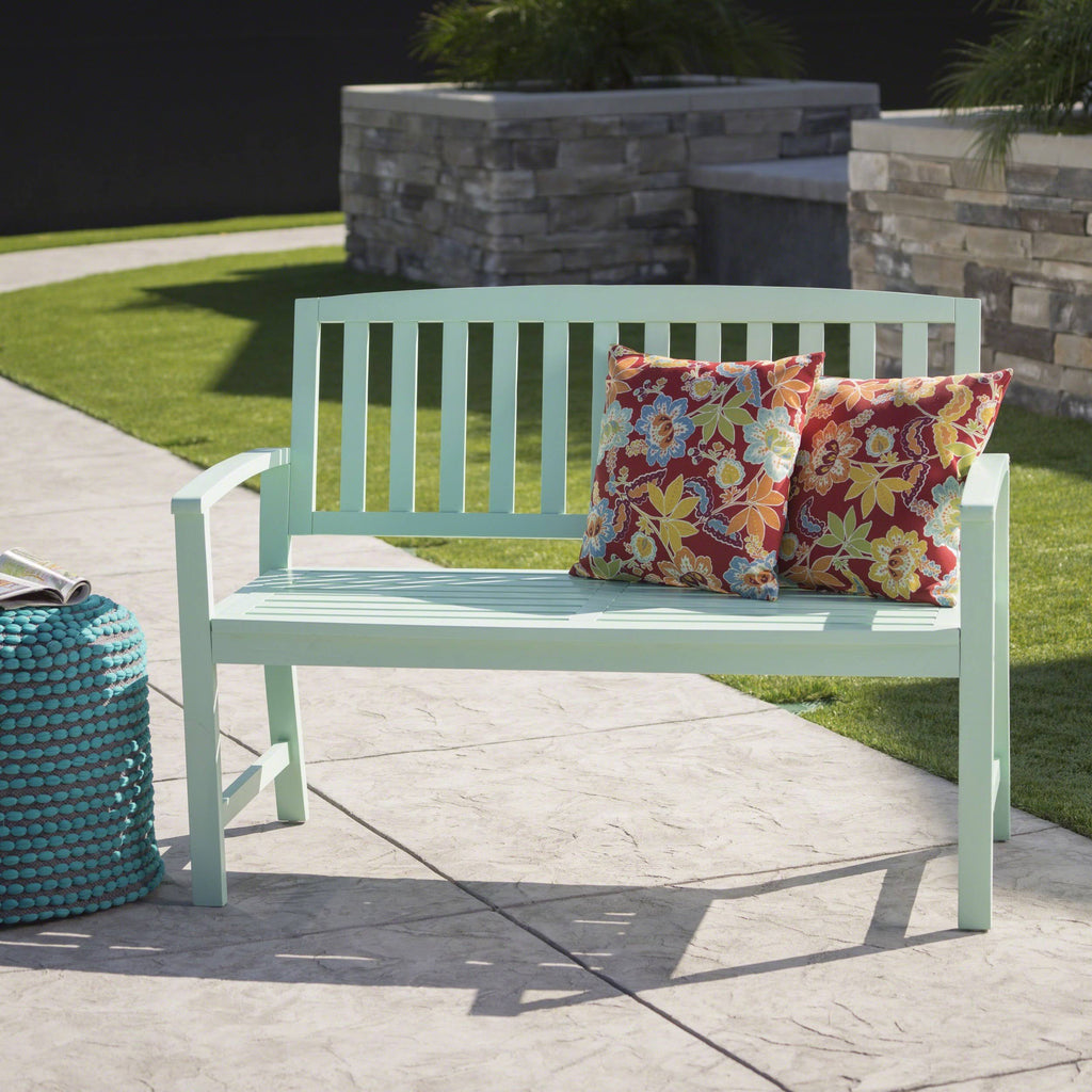 Light Mint Acacia Wood Bench Q7528
