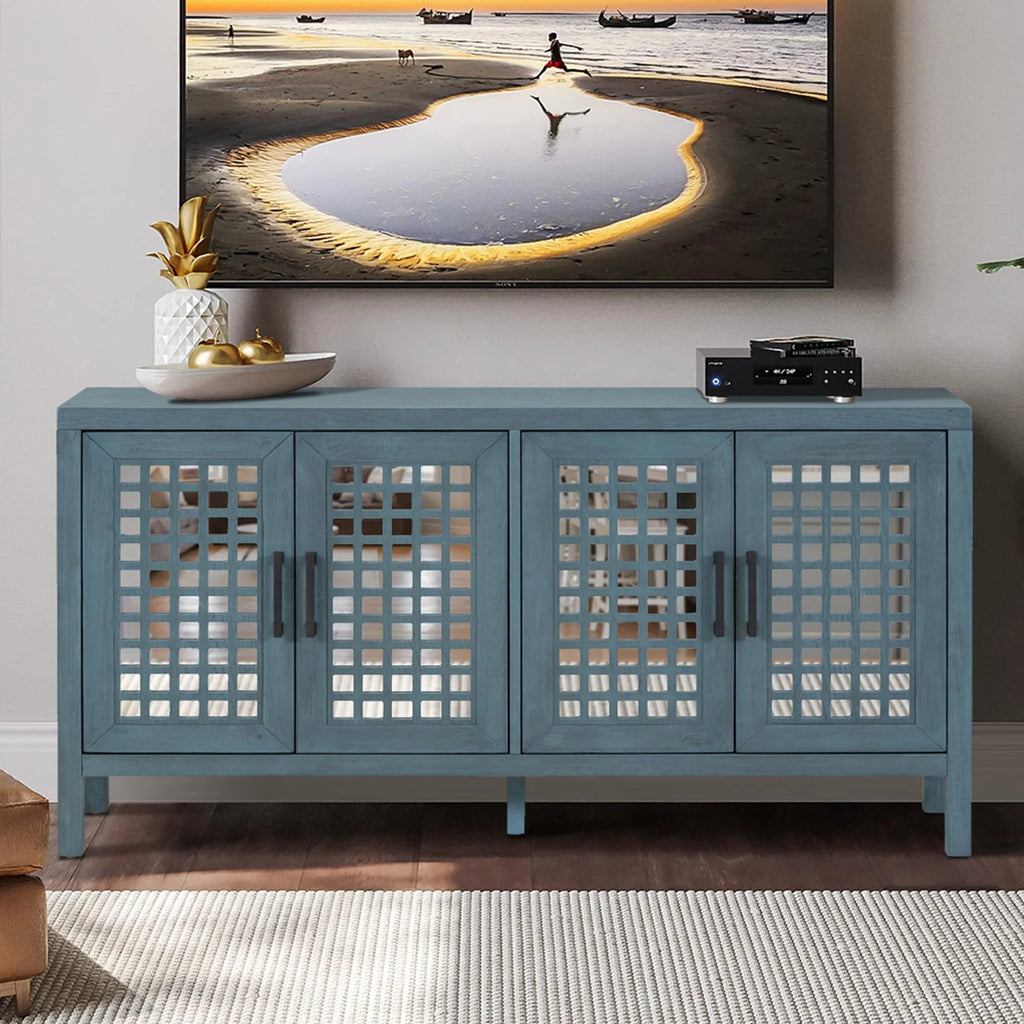 Mirrored 4 Door Wood Accent Cabinet D6791