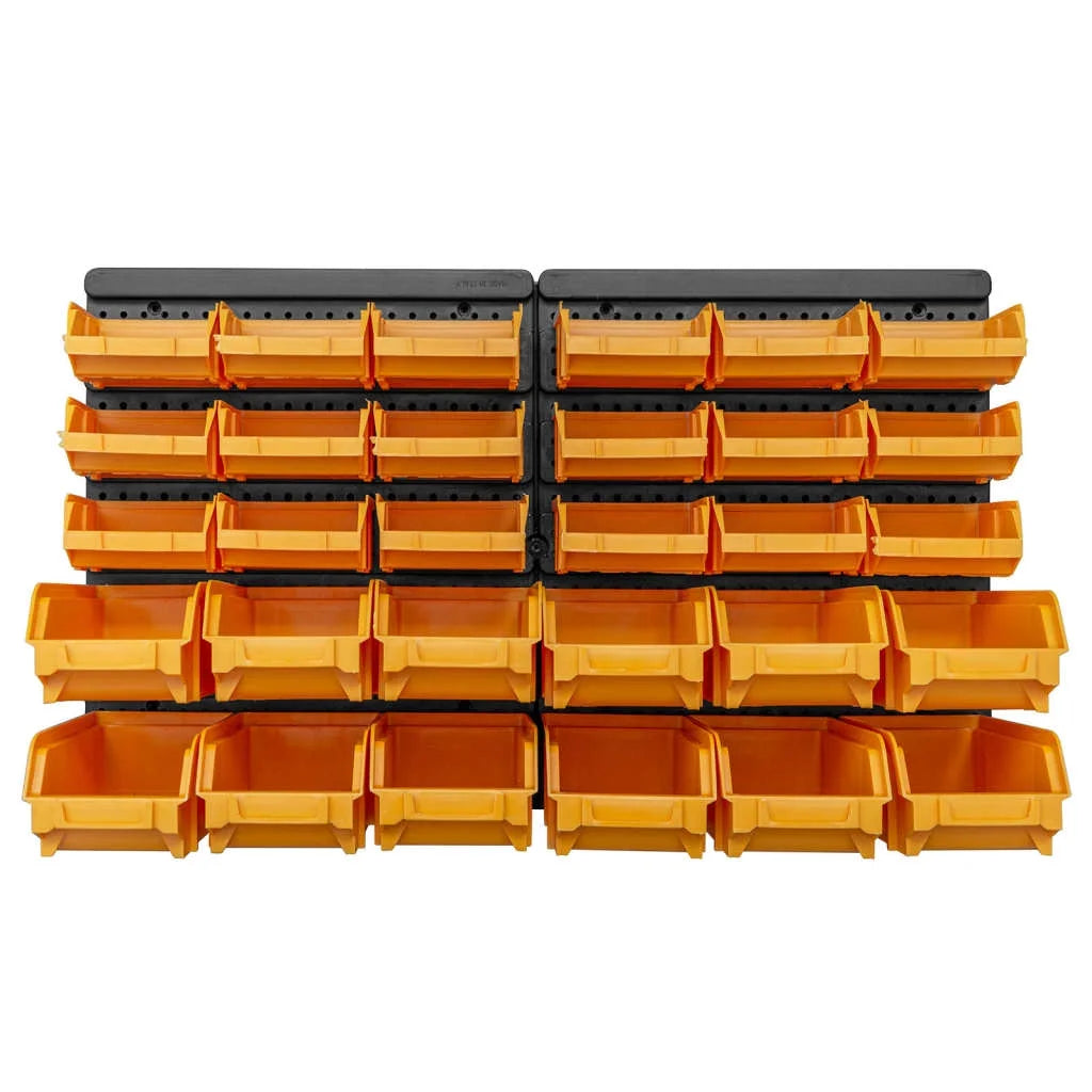 32 Piece Storage Bin Kit with Wall Panels Yellow and Black C49395