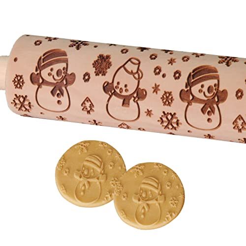 Large Wood Embossed Rolling Pin X329547