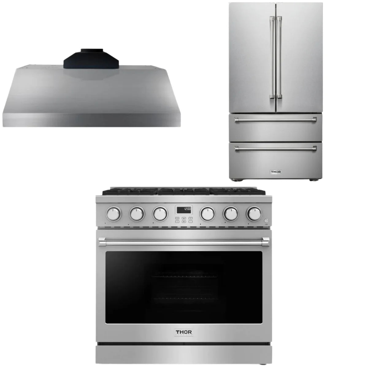 36 Gas Range, Range Hood and Refrigerator Z74752