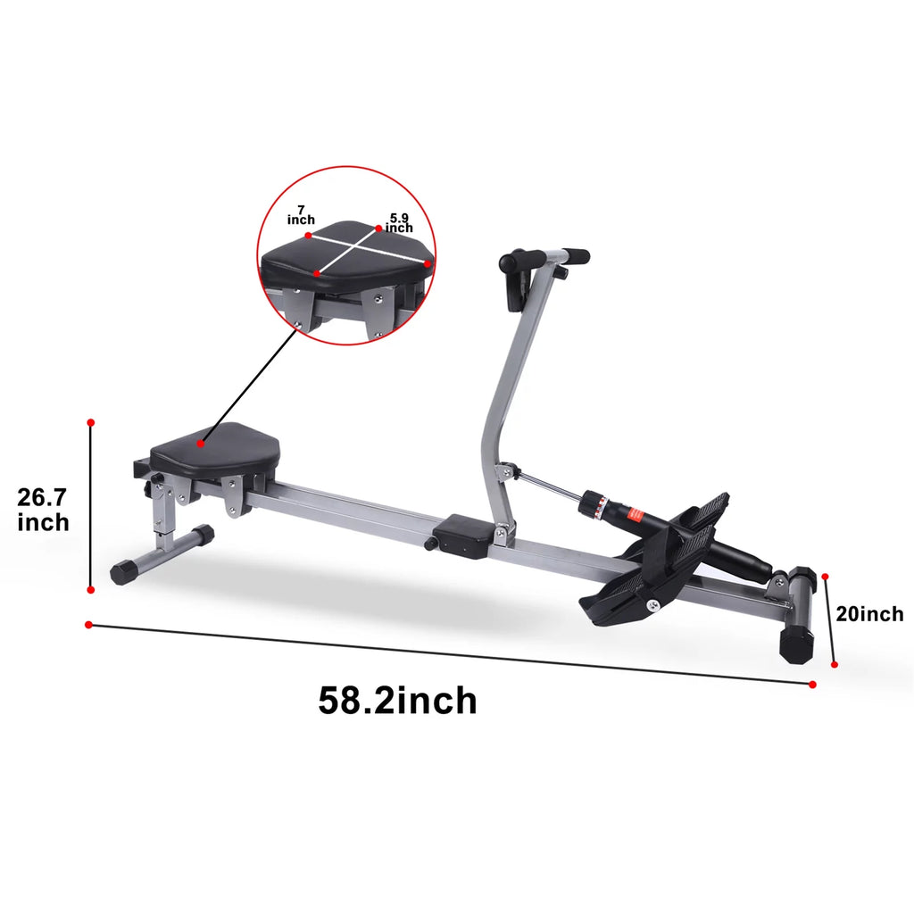 Rowing Machine with Adjustable Resistance, 260 lbs Maximum Load, Black F163